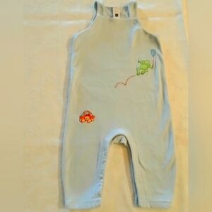 Light Blue Baby Overalls with Embroidered Designs